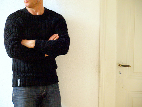 man in black.