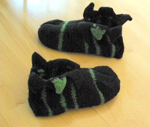 gestrickt-gefilzte Hausschuhe