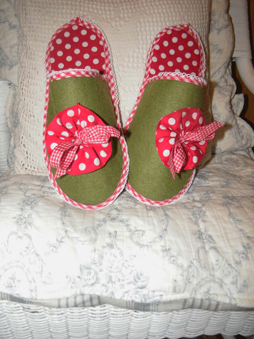 Pantoffeln, Filzpuschen, erster Versuch