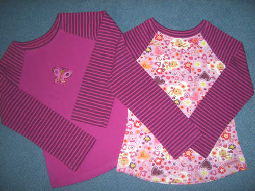 Zwei Zoe-Shirts mit Herbststoffen