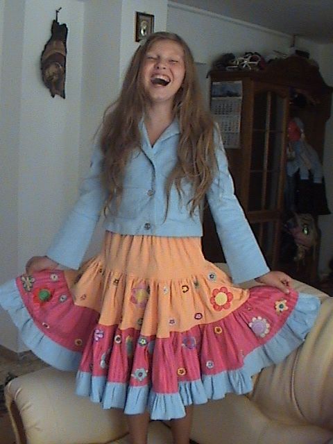 Jacket and skirt with embroidery flours