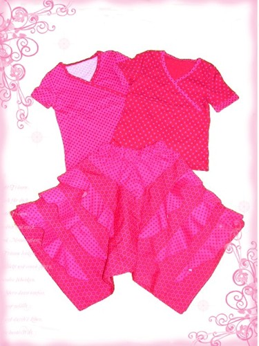Dreiteiler in Pink/rot
