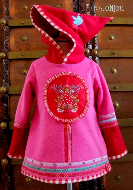 Love-Bird Pulli in Pink mit Vichy-Rsche...