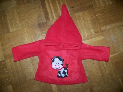 Roter Fleece-Hannel mit Kuh