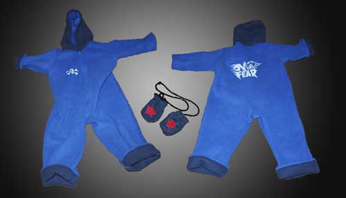 Overall und Handschuhe