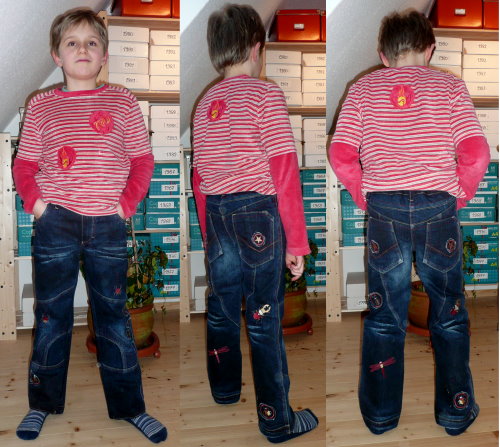 Gebleichte Jeans am Modell