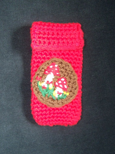 gehkelte Handytasche "Fliegenpilz"