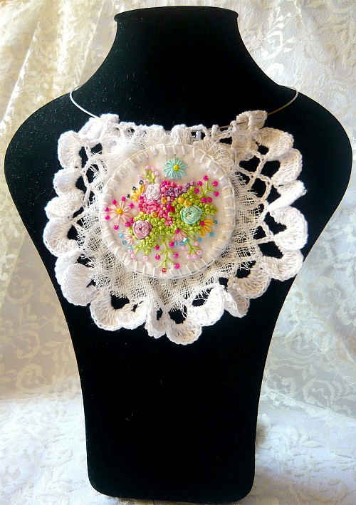 Textile necklace Summer Morning