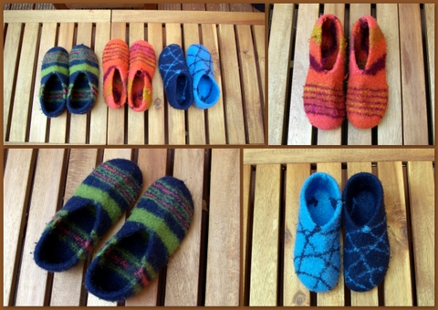 gestrickfilzte Hausschuhe.....
