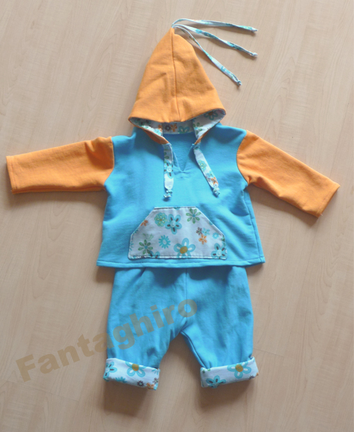Zwergenverpackung in Blau-Orange
