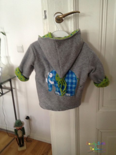 Zwergenverpackung Wendejacke mit Elefantenapplikation