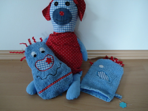 Dinkelkissen und Waschhandschuh fr Jungs.......