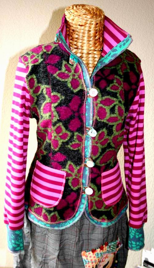 Jacke aus Walk und Jersey