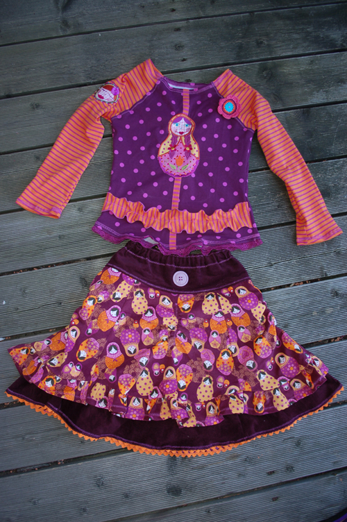 Truschenkombi in lila/orange