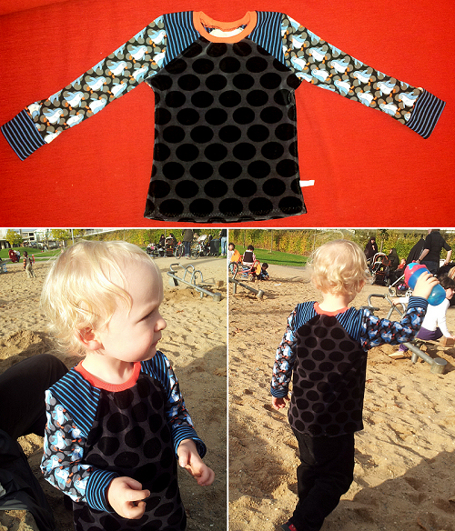 Pingushirt aus Jersey und kuscheligem Nicki fr den Sohnemann