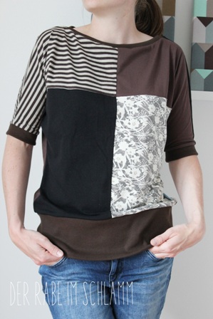 SommerFrauMadita aus braun/schwarzen Jerseyresten