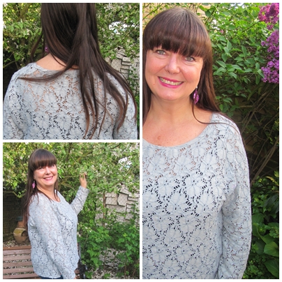 Ooops, I did it again! Graues Shirt aus dehnbarer Spitze