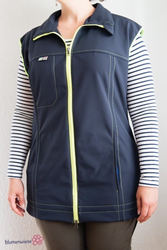 Dunkelblaue Softshell-Weste mit Zweiwege-Reiverschluss