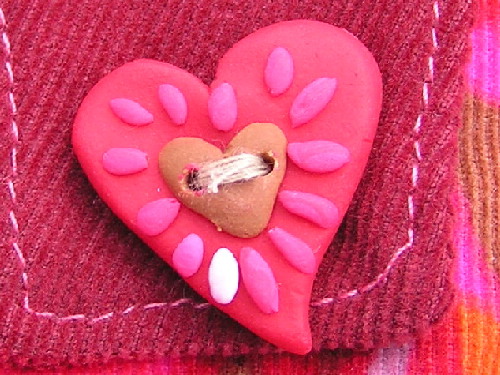 Herzchenknopf aus Fimo