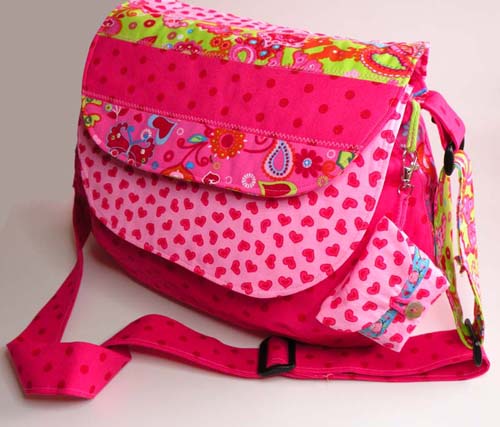 Poppig pinke Doppeldeckertasche