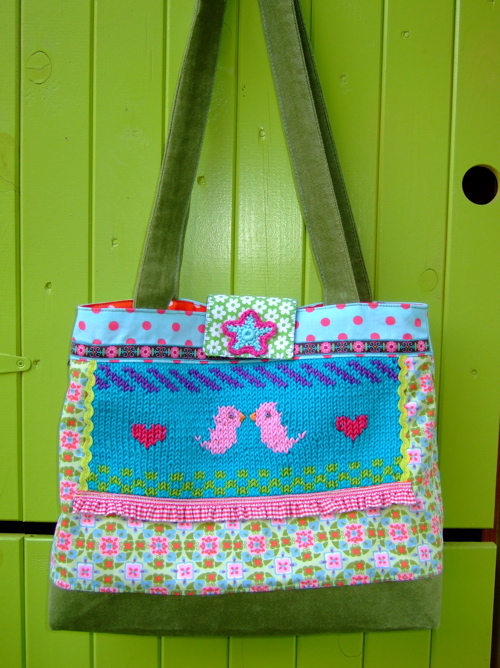 Stoff/Strickmix-Tasche