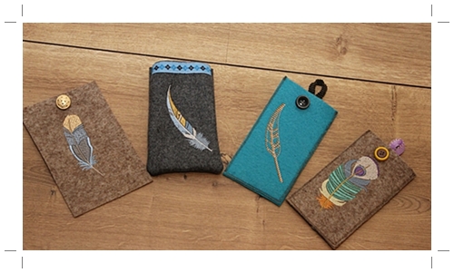 Handytaschen mit Federn