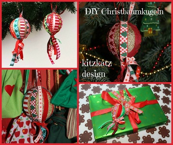 Webband-Kugeln fr den Weihnachtsbaum