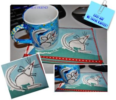 Mug Rug mit Maus