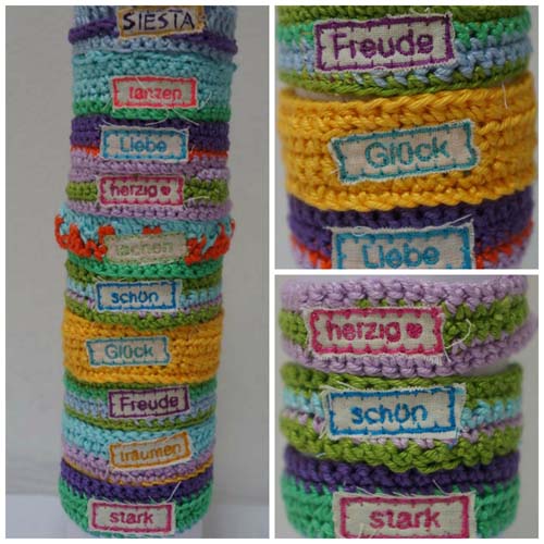 Hkelarmband mit Bestickung