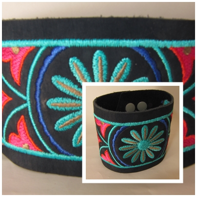 Lederarmband "eastwind" ~ mit der Stickmaschine