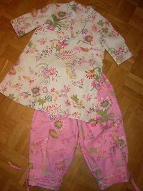 Leinenkombi wei/rosa