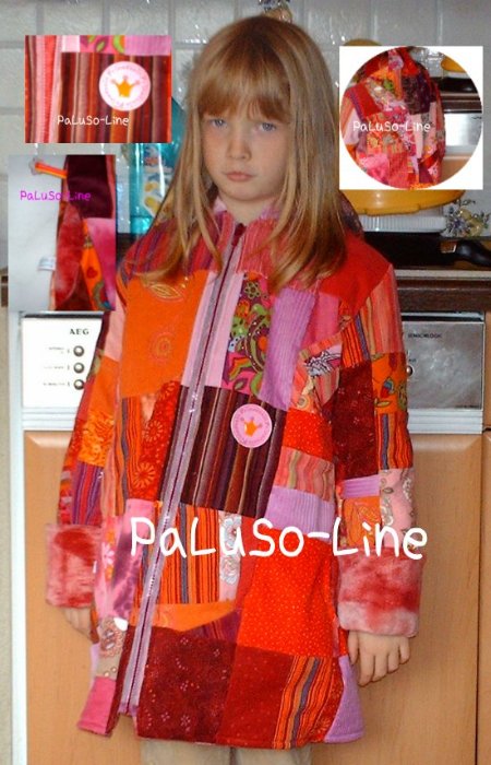 Patchworkmantel in rot