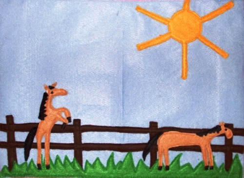 Geschickte Kinderhnde: Filz-Pferde auf Filz