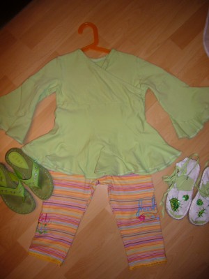 Streifenleggins mit Sweat-Hermosa gr�n