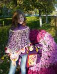 Poncho and freeform crocheted bag