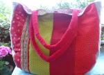 XL Patchwork Tasche rot/kiwi